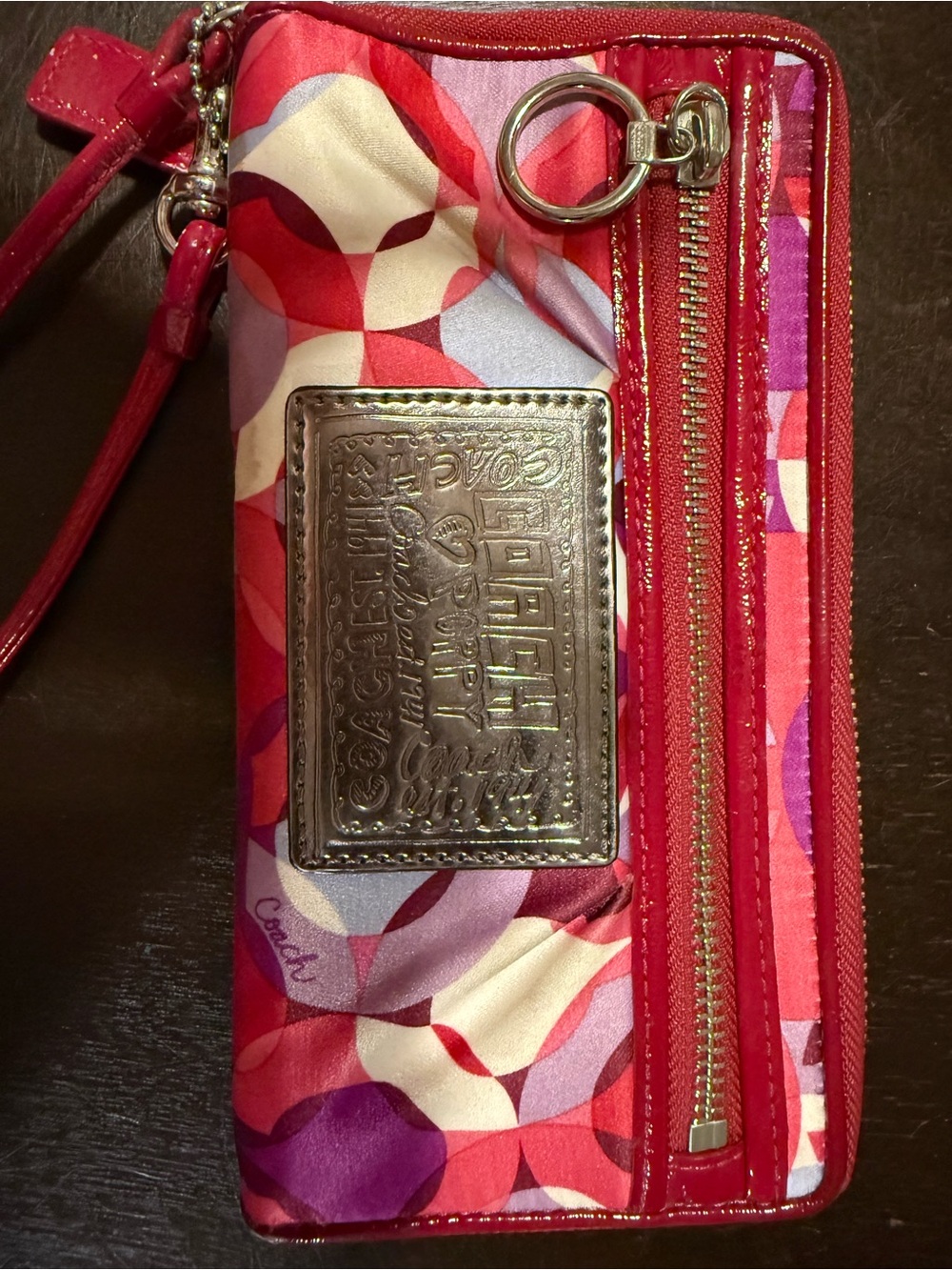 Coach poppy kaleidoscope Pattern Wristlet with Metallic Logo  limited edition